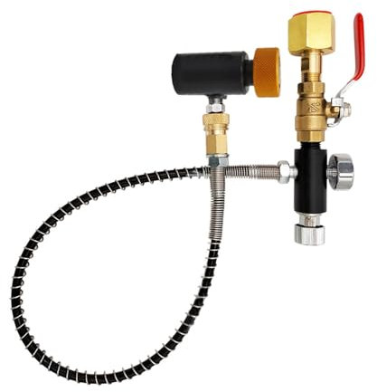 Efficient CO2 Refill Adapter Metal CO2 with Relief Valves and Hose Easy Connection for Sodas Maker