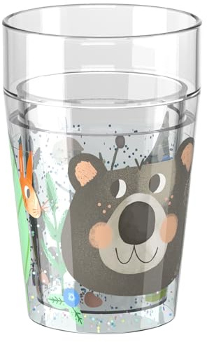 HABA Gobelet pailleté Forêt – gobelet enfant avec effet pailleté scintillant, parfait pour eau, jus & thé, pratique pour petites mains – 2012447003