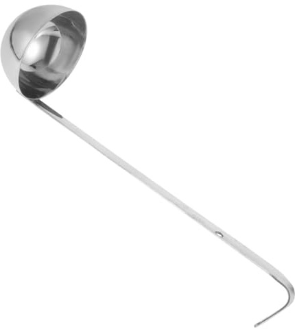 Louche à Soupe en Acier Inoxydable à Long Manche, Doseur Intégré | Argenté, Conception sans Soudure, Nettoyage Facile, à Suspendre Aisée, Cuisine et Pâtisserie
