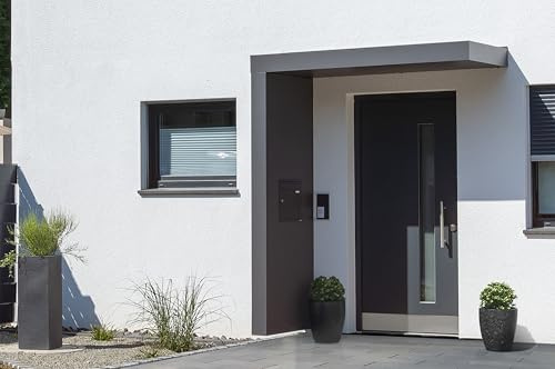 Gutta Rechteckvordach BS Plus 200 mit Seitenteil Links - Anthrazit und BK Standard Anthrazit | Maße: 200 x 90 x 15,5 cm und Seite 220 x 90 x 14,5 (BxTxH)