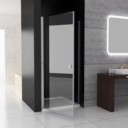 MIQU Nischentür 75 x 185 cm Duschabtrennung Duschwand für Dusche Pendeltür Schwingtür Duschtür aus 5mm Sicherheitsglas ESG Glas Rahmenlos duschtrennwand ohne Duschtasse