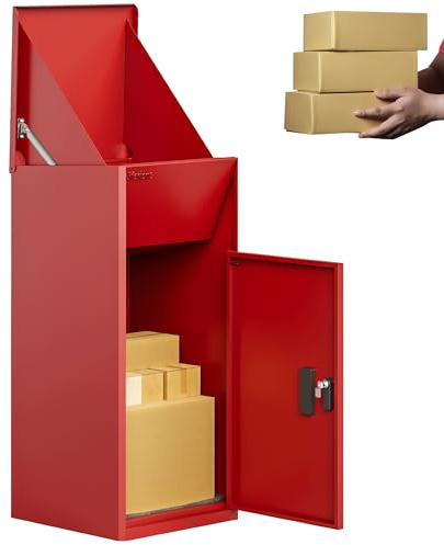 Extra Large Parcel Delivery Box - Large Parcel Drop Box Outdoor, Delivery Box with Secure Front Access, Durable, Lockable Weatherproof Parcel Drop Box For Multiple Packages (RED, XL Caladrius)