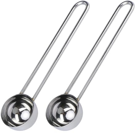 Garneck Cuillères Doseuses en Acier Inoxydable 2pcs pour Mesure de Café et Poudre de Lait, Acier Inoxydable sans Rouille, Poignée Longue, Usage Cuisine et Maison