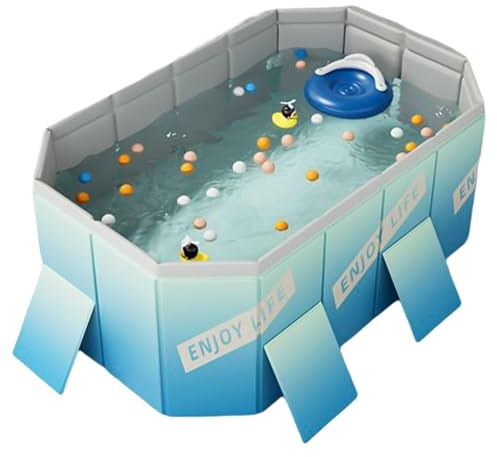 Pataugeoire pliable – Piscine pliable non gonflable | Piscine extérieure pour chiens de compagnie | Piscine non gonflable | Piscine robuste non gonflable | Piscine pour la famille, les adultes, les