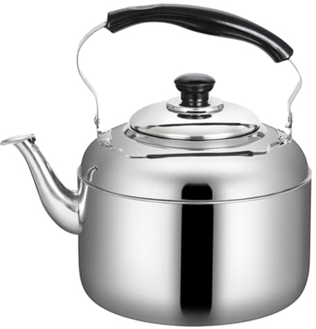 FUNNETOYU Tetera Inoxidable Silbante con Mango Ergonómico Resistente Altas Temperaturas para Cocina de Inducción y Gas para Té y Otras Infusiones Hogar u Oficina