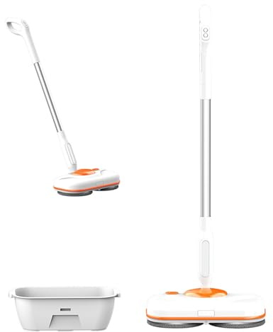 Electric Spin Floor Mop with Water Sprayer and LED Headlight, 750ML Large Tank for Efficient Cleaning