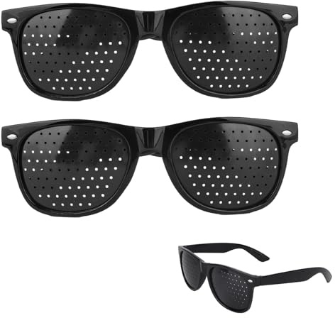 2 Pairs Pinhole Glasses for Vision Improvement, Lightweight Glasses Comfortable Eye Training Pin Hole Distance Glass Anti-Fatigue Eyesight Improve Tool