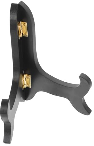 BATHVEVE Plate Holder Display Stand for Tea Cake Plates 11-15cm Diameter Black Wooden Decorative Easel for White Tea Presentation Tabletop Display Rack