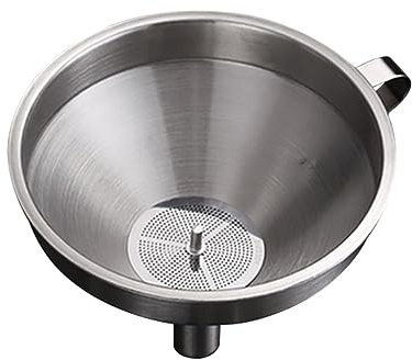 TGDGFKIAS Imbuto in acciaio inossidabile, Pentola da cucina in metallo con filtro estraibile for il trasferimento di liquidi o polveri, argento(13 * 11cm)