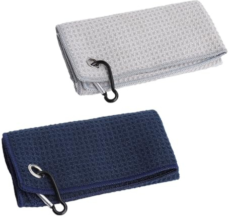 2 pezzi asciugamano golf microfibra 30x30 cm accessori golf uomo con moschettone e occhiello metallico, assorbente e compatto, ideale come regalo golf per sportivi e golfisti amatori o professionisti