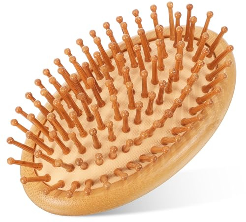 Mobestech Peigne en Bambou pour Usage à Domicile Voyage Réduit la Casse des Cheveux pour Massage du Cuir Chevelu et Démêlage
