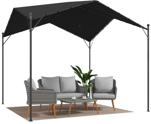 Outsunny Pergola 3x3m idrorepellente a due falde Grigio scuro