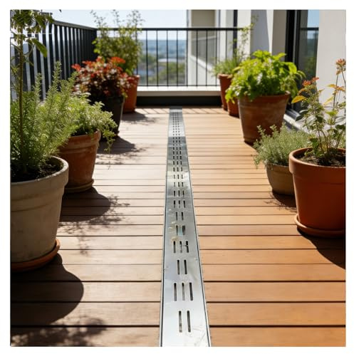 ZXCASDF Canaletta Scolo Acqua Piovana Canale di Scarico Stretto in Acciaio Inossidabile 304，Canaletta di Scolo Acqua Piovana Griglia di drenaggio Stretta e Sottile(H5*W20CM/H1.96*W7.87IN)