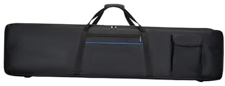 AMSLSIU Große Keyboardtasche für 88 Tasten mit zusätzlichem Fach für Zubehör, Noten, Bücher, Musikstudio, E Piano Tasche, Rucksack, Schwarz, Klein