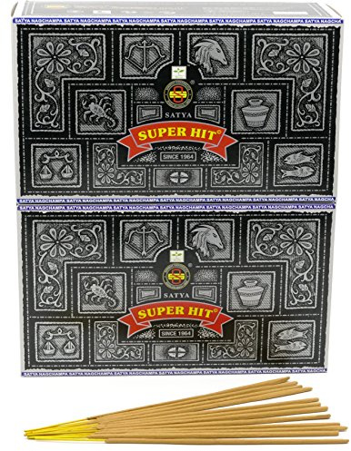 Satya Shrinivas Sugandhalaya - Super Hit Varillas de incienso aroma indio, color negro, 24 boites