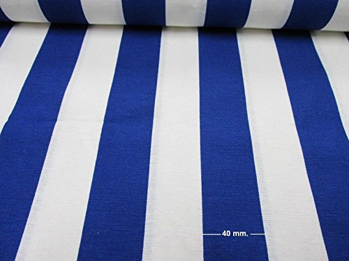 White Blue Striped Fabric - Sofia Stripes Curtain Upholstery Material 280cm Wide (Sold by The metre)