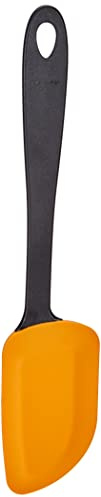 Fiskars Spatule Maryse, Résistant à la chaleur jusqu'à 180 °C | Plastique/Silicone, Longueur: 26,5 cm, Noir/Orange, Essential, 1023803