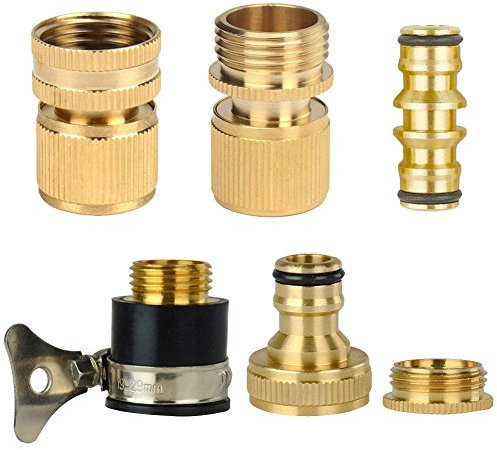 Set of Brass Garden Hose Expandable Stretch Fittings Tap Adaptors Connectors
