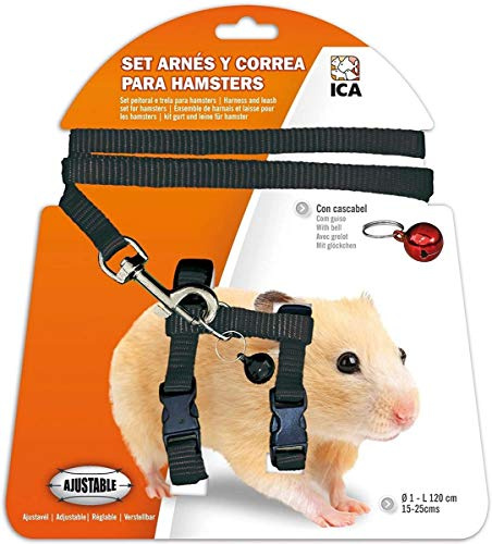 ICA DA978 Hamstergeschirr und Leine, Schwarz
