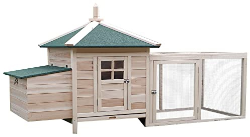 PawHut Pollaio Gabbia per Galline da Esterno in Legno con Recinto Corsa Cassetta Nido 196x76x97