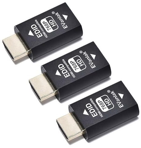 EVanlak Hdmi Edid Emulatore Emulatore Emulatore Eliminato Passthrough Adattatore di terza generazione Funziona con Mac Thunderbolt a HDMI Switch/Extender/AV Ricevitore -1024X768@60hz 3pack