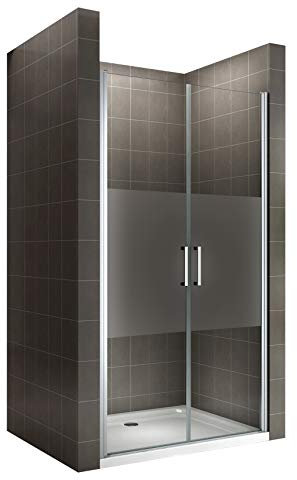 i-flair Duschtür LARA 83x185 cm Verstellbereich von 83-86 cm, Höhe: 185 cm, Duschabtrennung aus 6 mm teilsatiniertem ESG Sicherheitsglas mit Nanobeschichtung und Edelstahlgriffe - Alle Größen NM