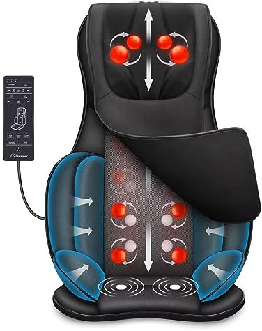 Snailax Full Body Massage Chair Pad Shiatsu Neck Back Massager with Heat and Compress, 3D/4D Kneading Full Back Massage Seat Portable Chair Massagers for Muscle Gifts