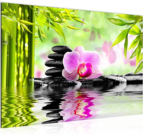Runa Art Bild Orchidee Feng Shui Modern Wandbilder Spa Wohnzimmer 1 Teilig - Made In Germany - Steine Zen Pink Flur 502015a