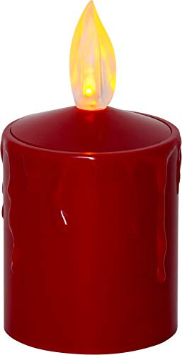 Star Trading LED-Grabkerze mit Lichtsensor, Flackernd, Rot – Elektrische Grabkerze Außen, Batteriebetrieben, ca. 11,5 x 6 cm, Bernsteinfarbene LED
