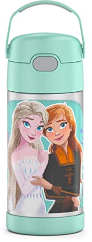 THERMOS FUNTAINER Water Bottle with Straw - 12 Ounce - Kids Stainless Steel Vacuum Insulated Water Bottle with Lid, Frozen 2
