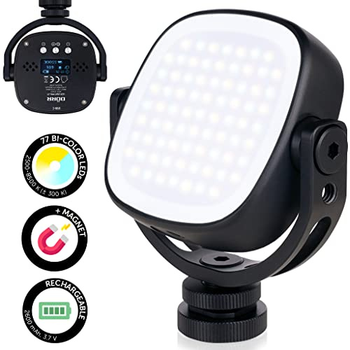 Dörr LED kontinuerligt ljus – videolampa – 77 tvåfärgade lysdioder – batteri – superflexibel – aluminiumhölje – svängram – magnetisk blixtsko