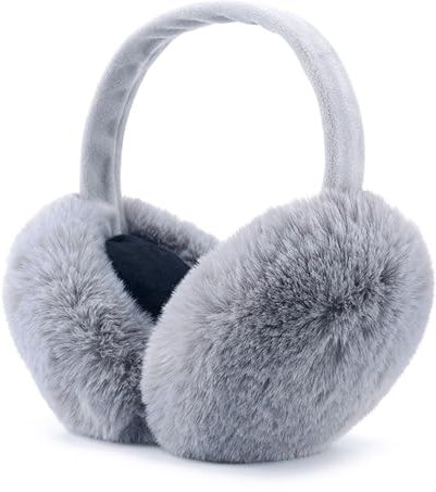 Airmoon Ohrenschützer für Frauen - Winter-Ohrenwärmer - Weiche & warme Kabelstrick-Pelz-Ohrschützer - Ohrenschützer für kaltes Wetter (grau)
