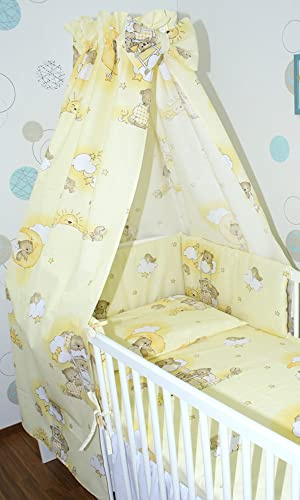 Primawela Babybett Himmel Vollstoff - Bärchen auf Leitern Gelb - für Baby Bett Vollstoffhimmel Baumwolle