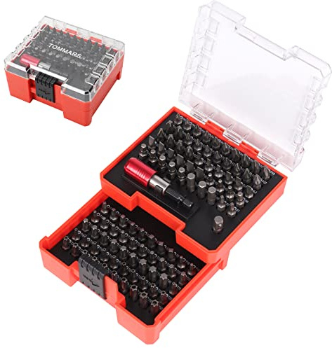 TOMMARS 102-Pc Screwdriver Bit Set, S2 Steel 1/4 Hex Shank Bits Includes Quick Release Bit Holder
