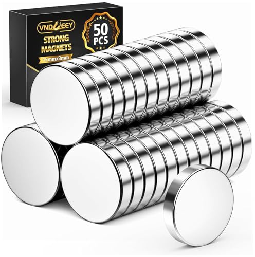 VNDUEEY Lot de 50 aimants de réfrigérateur de 15 x 3 mm pour adultes, aimants de tableau blanc pour travaux manuels, tableau d'affichage