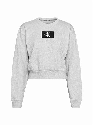 Calvin Klein Damen Sweatshirt ohne Kapuze, Grau (Grey Heather), S