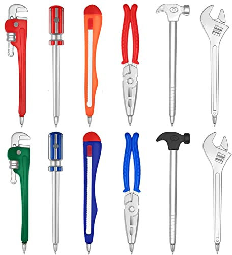 LATERN 12 Stück Neuheit Kugelschreiber, 16CM Hardware-Handwerkzeug-Formstifte Schreibstift mit Schwarzer Tinte Schraubenschlüssel Zange Hammer Schraubendreher Design für Schule Büro Schreibwaren