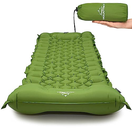 MOUNTREX Isomatte - Outdoor, Camping Luftmatratze - Ultraleicht & Kleines Packmaß (700g) - Aufblasbare Matratze, Schlafmatte mit Fußpumpe - Faltbar, Koppelbar & Selbstaufblasend (Grün)