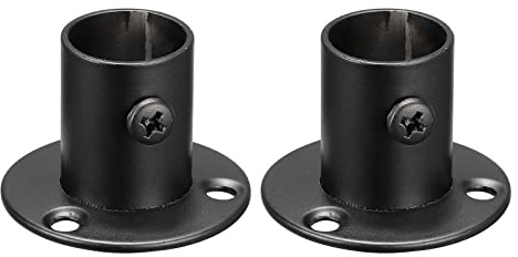 sourcing map 0.77'' Dia Stainless Steel Pole Sockets Flange Rod Holder Bracket Support for Bathroom Closet Curtain, Set of 2, Black