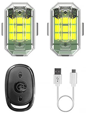 Lampe Stroboscopique pour Moto, Drone Strobe Light, 7 Couleurs Lumière Stroboscopique de Drone Avec Télécommande, Lumières Anti-Collision Pour Drones, Lampes de Sécurité pour Motos Vtt Vélos (2PCS)