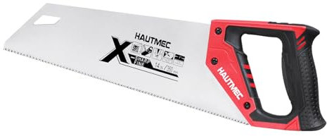 HAUTMEC 350MM X-Sharp Pro Hand Saw for Cuts Comfort, Quality and Accuracy, Fine-Cut Handsaw with 12 TPI Triple-Ground Teeth and 1mm Thickened Large Blade, Bi-Material Ergonomic Handle – HT0295