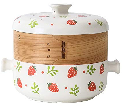 OQHAIR Pattern Ceramic Pure Handmade Steamer Casseroles Family Expenses Heat Resistant Soup Double Boiler Gas