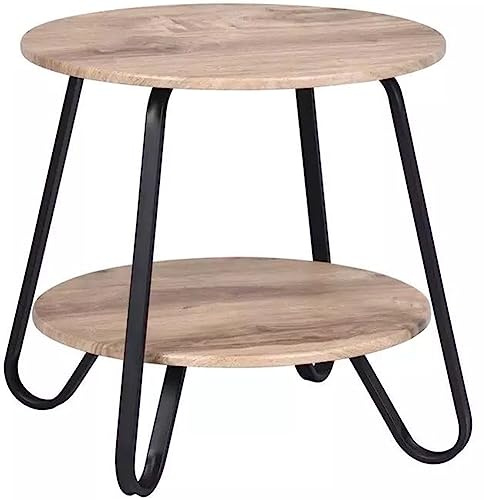 BAKAJI Mesa Baja de café de 2 Niveles, Mesa de Estructura de Metal Negro, diseño Industrial Que Ahorra Espacio, Ideal para Cocina, salón, Oficina, portaobjetos Redondos, 46 x 45 cm (Tortora)