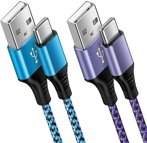 Cable USB C Charge Rapide,[2M+2M] Câble USB vers USB C.Cable Type C Nylon Câble USB C Charge Rapide pour Samsung Galaxy S25 S24 S23 FE S22 S21 A56 A55 A54 A35 A34 A16 A15 A14 A13, iPhone 16 15