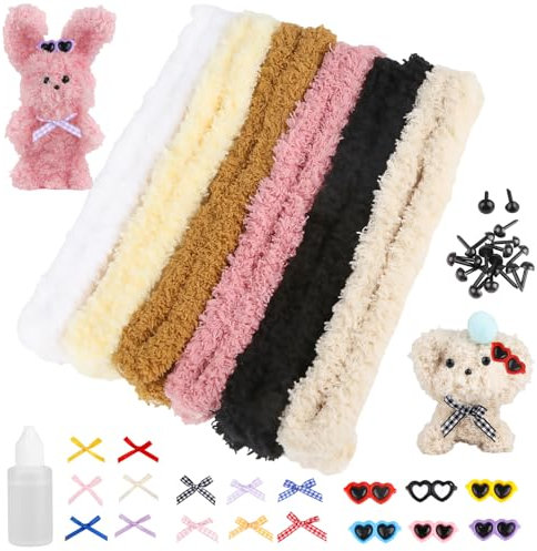 RVLZKCPG 6 Stück 1m Pfeifenreiniger,15mm Dicker Chenilledraht, Pfeifenputzer Set Enthält Bogen, Schwarzes Auge, Dreieck Nase und Herz Geformt Gläser, Pipe Cleaner für Bastelprojekte, Dekoration