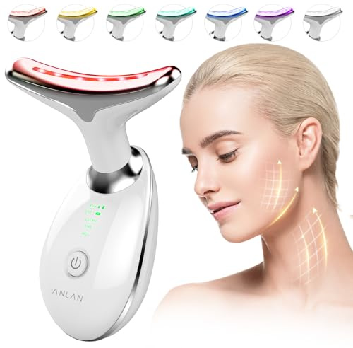 ANLAN Appareil Anti Rides Visage - 7 couleurs, EMS, Massage facial chaud, Nettoyage en profondeur, Machine à visage anti-rides