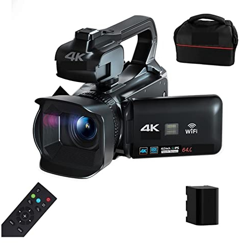 AUBEST Videocamera Fotocamere digitali 18X 64MP 4K for la Fotografia Vlog Professionale Streaming Videocamera Registrazione Video Webcam Messa a Fuoco Automatica(No SD Card,External Microphone)