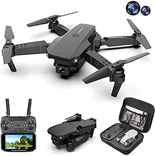 Drone 4K E88 Pro con videocamera HD 4K per adulti e bambini, quadricottero RC con video in diretta FPV per principianti, elicottero pieghevole quadricottero RC giocattoli per bambini, 2 batt