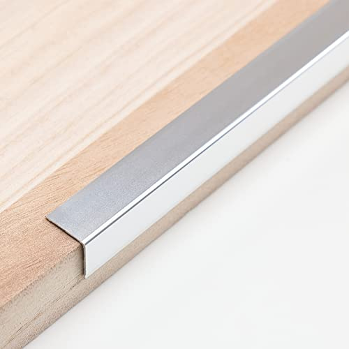 Trimold Aluminum Peel and Stick L Molding Corner Guards with 90° Angle for Wall Door Frame Cabinet Baseboard Protection and Decoration, 1.3m x 2cm (3Pcs)