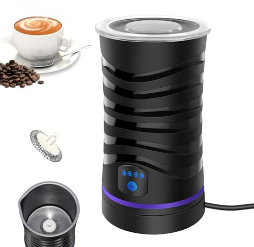 Milchaufschäumer 600ml, 4 in 1 Elektrisch Automatischer Milchschäumer, Automatische Abschaltung Milchbehälter, für Warme, Kalte Milch, Latte, Cappuccino, 400W Edelstahl Antihaft Milk Frother